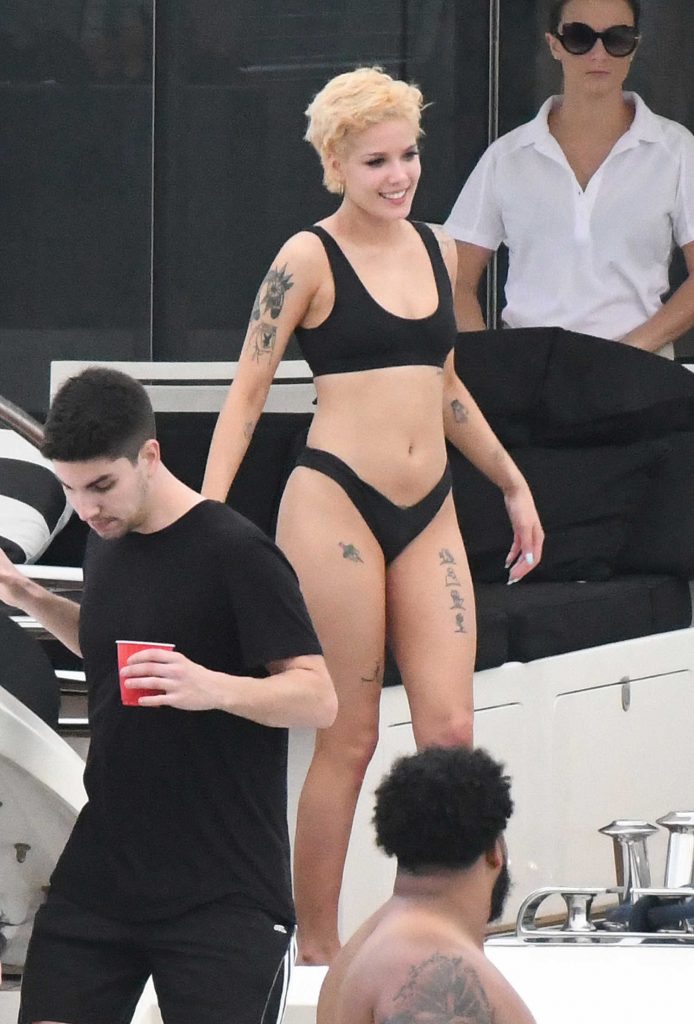 Halsey in Bikini on a Yacht in Miami-2