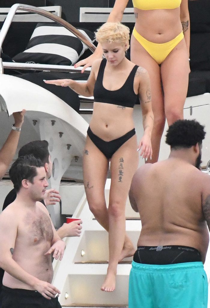 Halsey in Bikini on a Yacht in Miami-3
