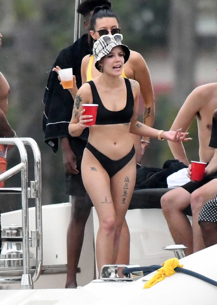 Halsey in Bikini on a Yacht in Miami-4