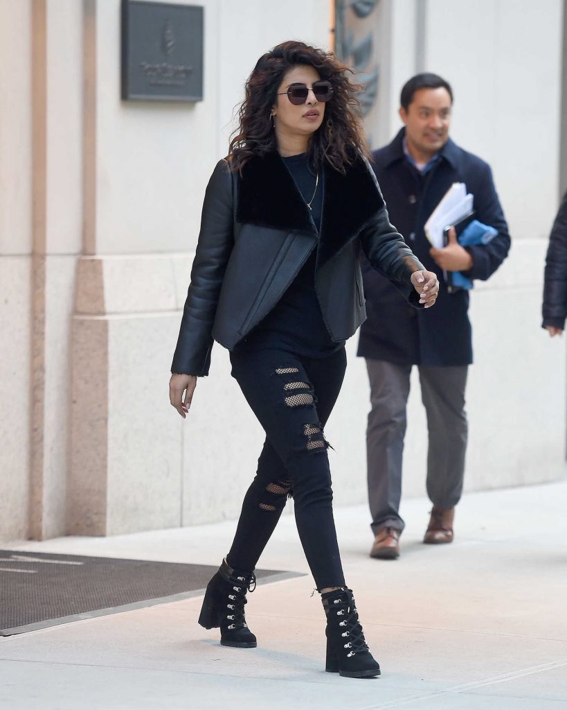 Priyanka Chopra Wears a Trendy Leather Jacket Out in NYC-2
