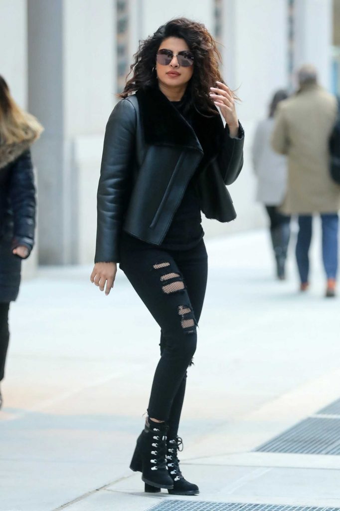 Priyanka Chopra Wears a Trendy Leather Jacket Out in NYC-4