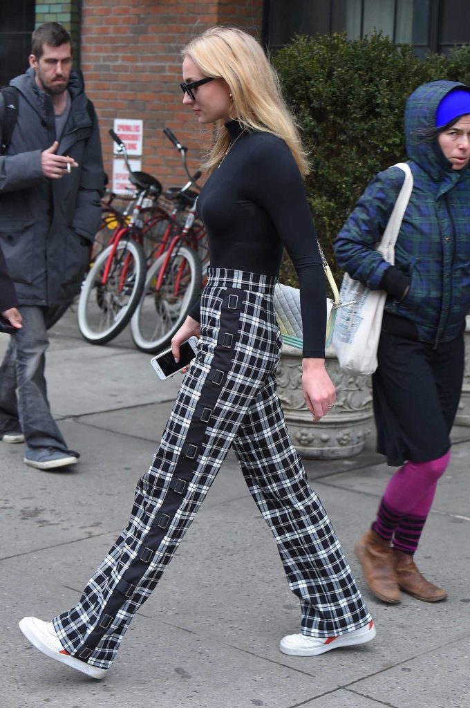 Sophie Turner Heads Out in New York City in a Sheer Black Top-5