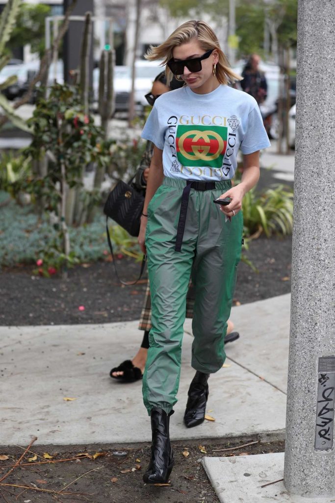 Hailey Baldwin Wears a Gucci T-Shirt Out in West Hollywood-4
