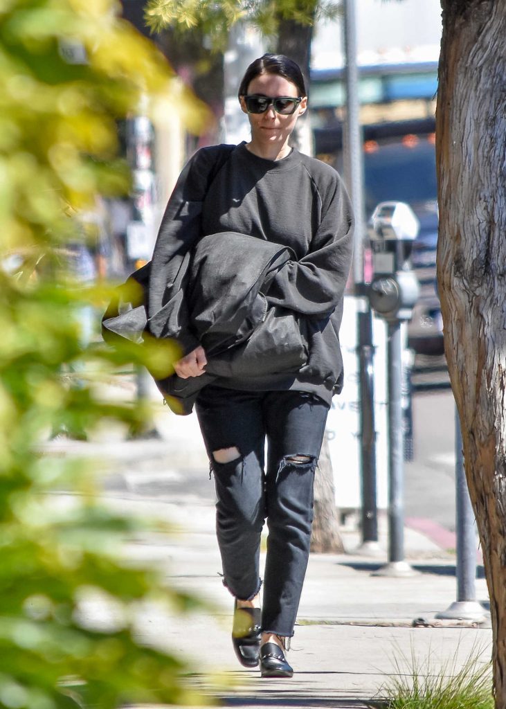 Rooney Mara Wears a Black Ripped Jeans Out in LA-1