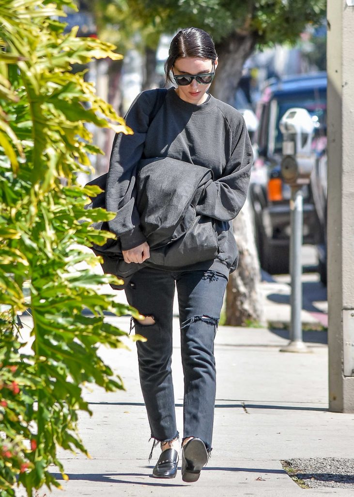 Rooney Mara Wears a Black Ripped Jeans Out in LA-3