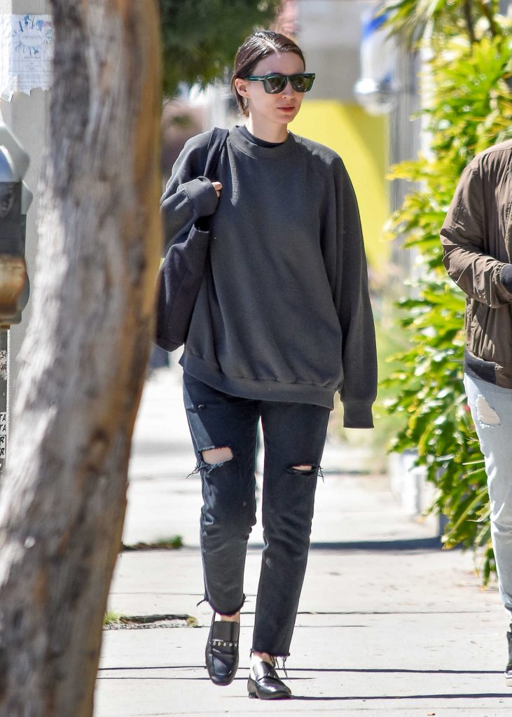 Rooney Mara Wears a Black Ripped Jeans Out in LA-4