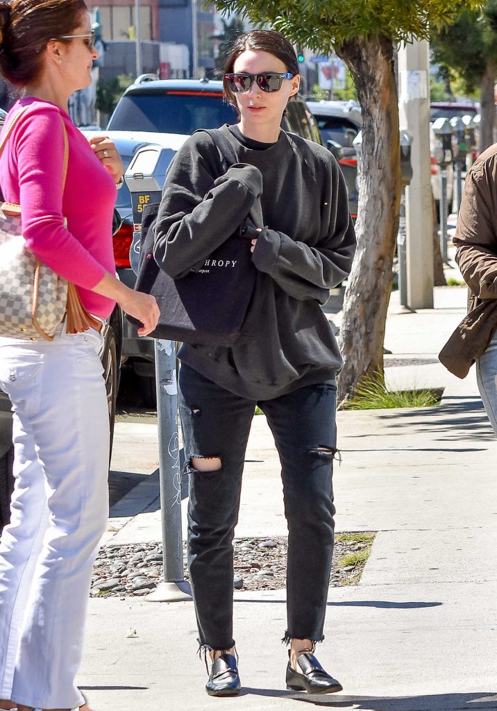 Rooney Mara Wears a Black Ripped Jeans Out in LA-5