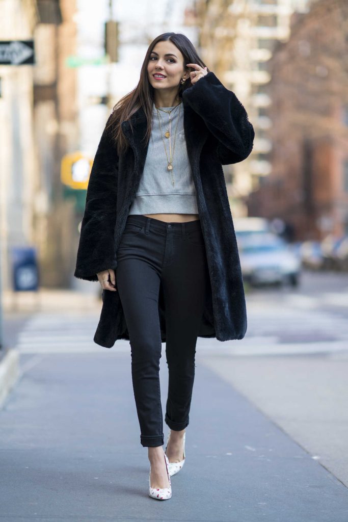Victoria Justice Wears a Black Coat Out in NYC-3