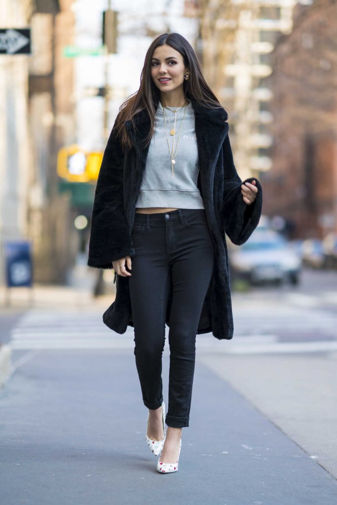 Victoria Justice Wears a Black Coat Out in NYC-5