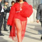 Dascha Polanco Wears a Red See-Thought Skirt Out in New York City