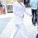 Christina Aguilera Wears a White Suit Out in New York City