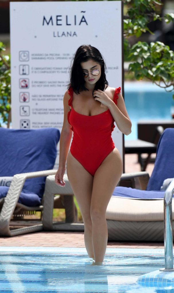Demi Rose Wears a Red Thong Swimsuit in Cape Verde-1