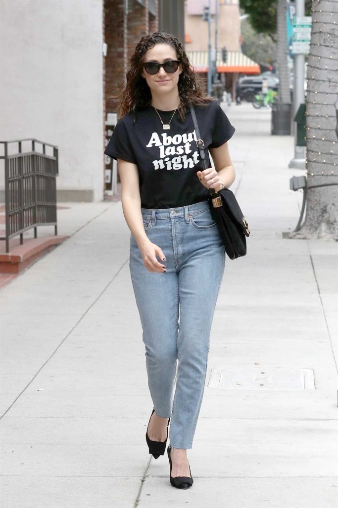 Emmy Rossum Wears a Blue Jeans Out in Beverly Hills-1