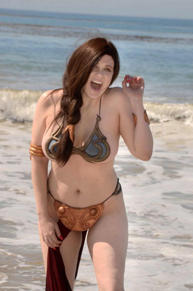 Maitland Ward Celebrates National Star Wars Day in A Slave Leia Costume in Malibu-4