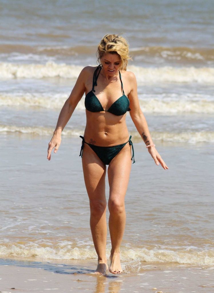 Danniella Westbrook Wears a Green Bikini on the Beach in Frinton-on-Sea-2