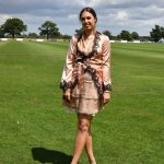 Amber Le Bon in a Short Beige Embroidered Cardigan Attends Westchester Cup in London