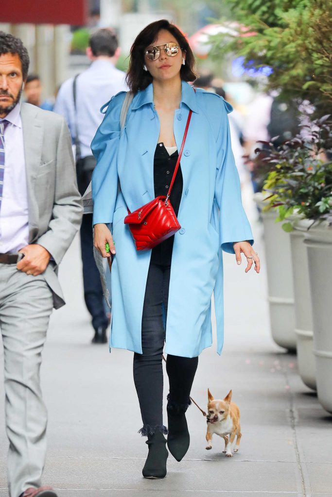 Katharine McPhee in a Blue Trench Coat