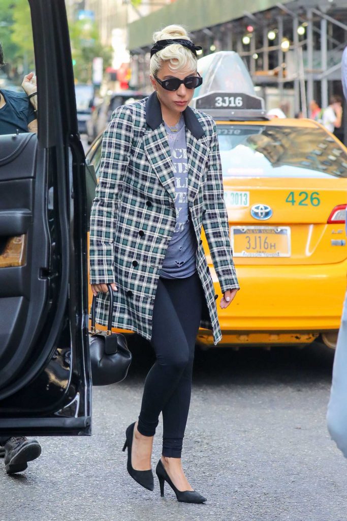 Lady Gaga Wears a Plaid Jacket Out in New York-1