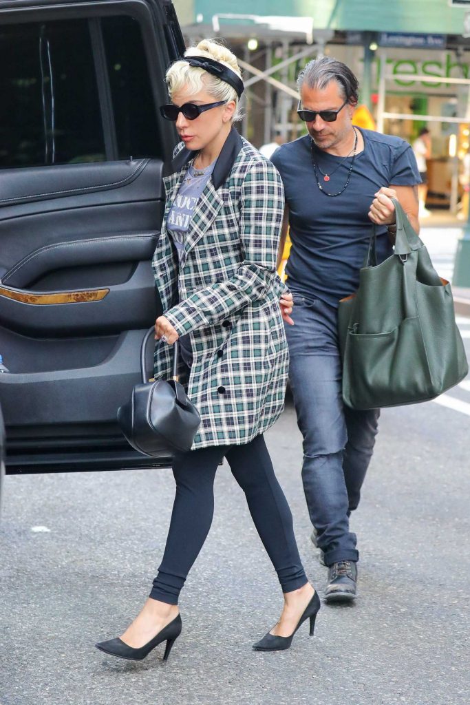 Lady Gaga Wears a Plaid Jacket Out in New York-2