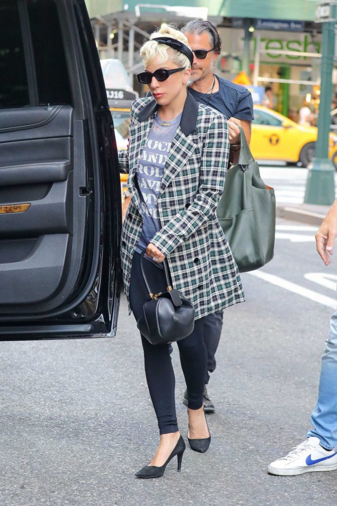 Lady Gaga Wears a Plaid Jacket Out in New York-3