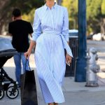 Angela Sarafyan in a Striped Dress Was Seen Out in Beverly Hills