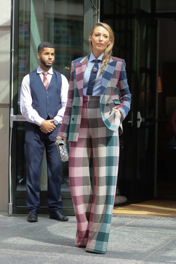 Blake Lively in a Plaid Suit