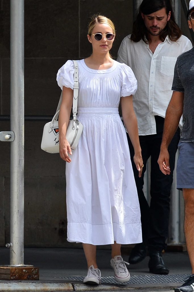 Dianna Agron in a White Dress