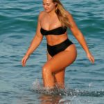 Iskra Lawrence in a Black Bikini on the Beach in Miami