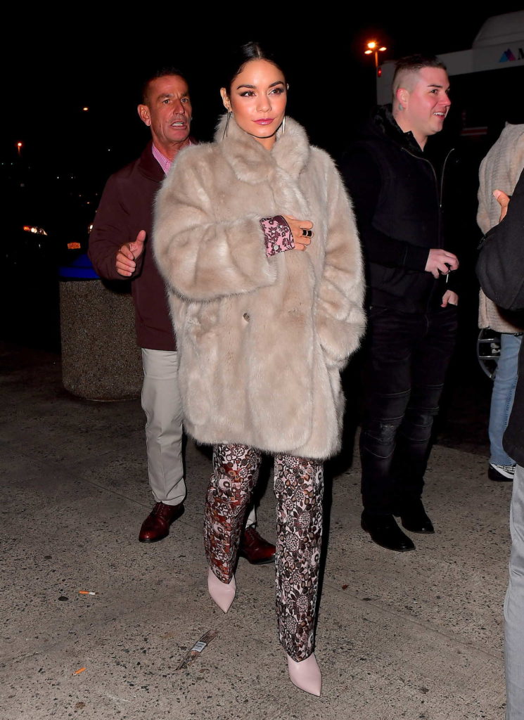 Vanessa Hudgens in a Beige Fur Coat