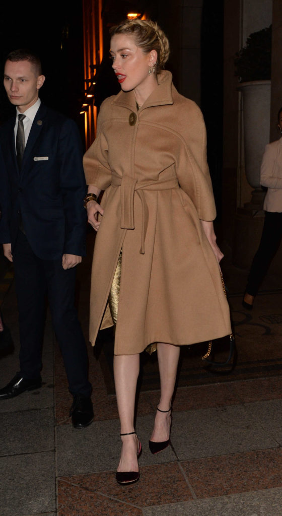 Amber Heard in a Beige Coat