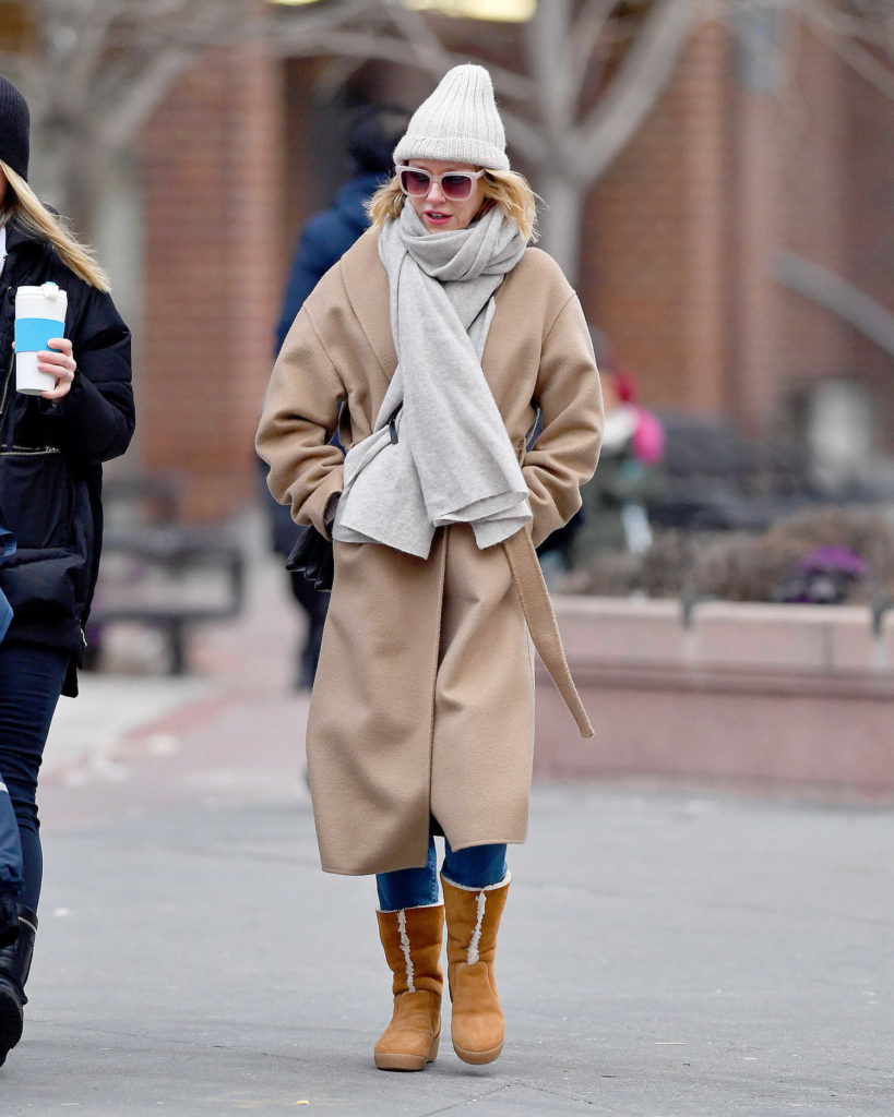 Naomi Watts in a Beige Coat