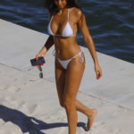 Rebecca Scott in a White Bikini on the Beach in Miami