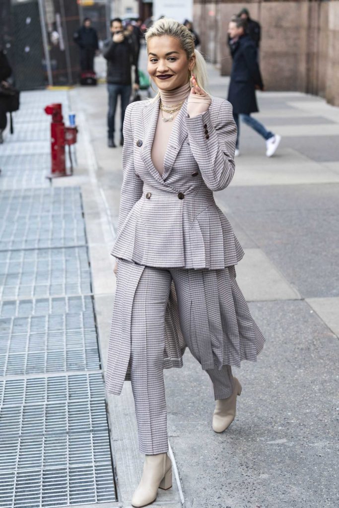 Rita Ora in a Checked Suit