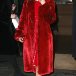 Sarah Paulson in a Red Fur Coat Leaves the Crosby Street Hotel in New York