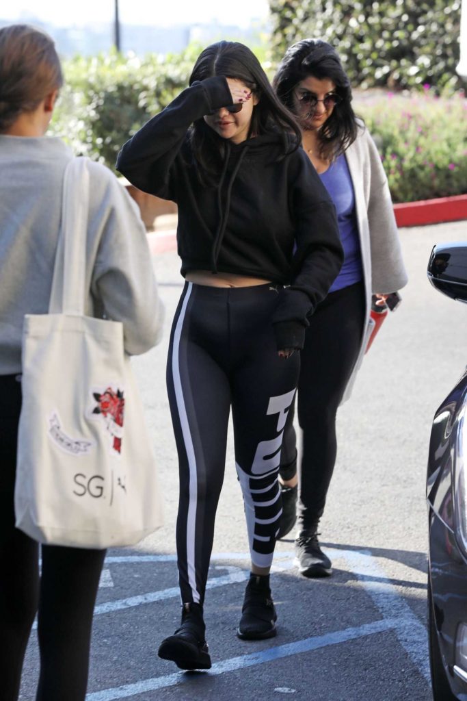 Selena Gomez in a Black Workout Clothes