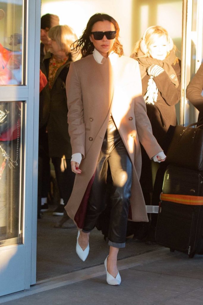Victoria Beckham in a Beige Coat