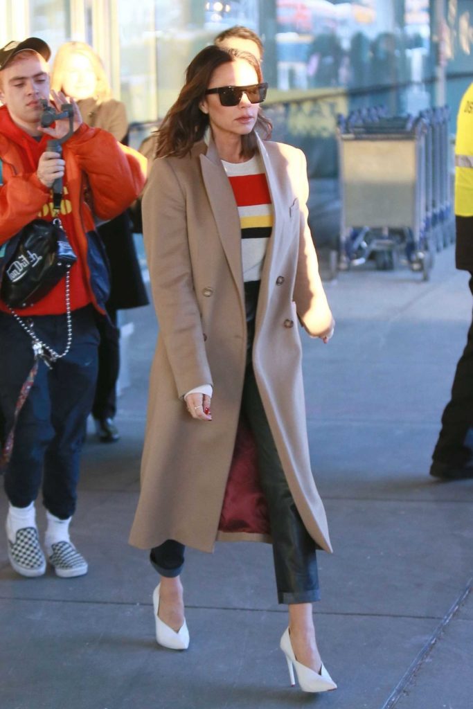 Victoria Beckham in a Beige Coat