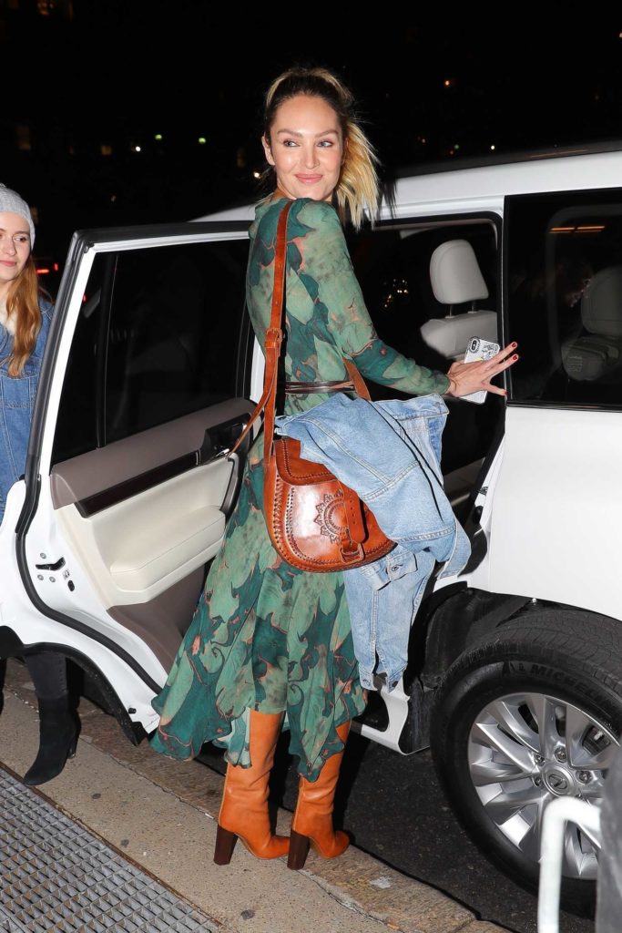 Candice Swanepoel in a Green Floral Dress