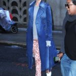 Doutzen Kroes in a Blue Denim Trench Coat Leaves the Michael Kors Fashion Show During NYFW in NYC