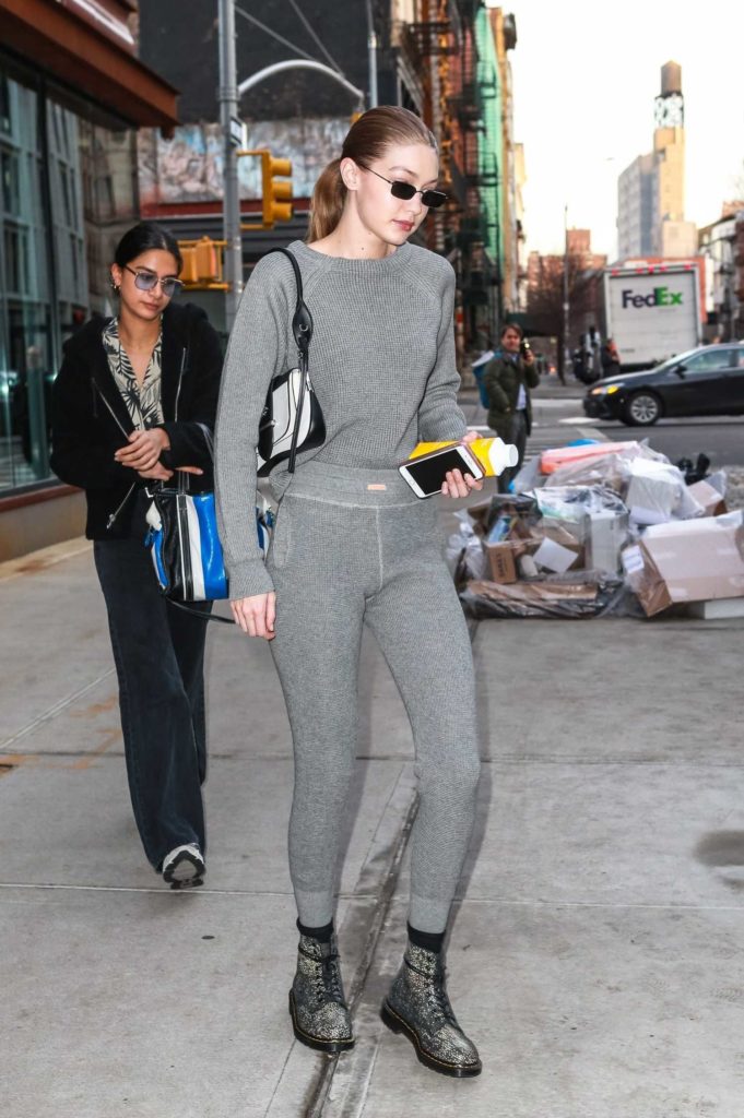 Gigi Hadid in a Gray Jogging Suit