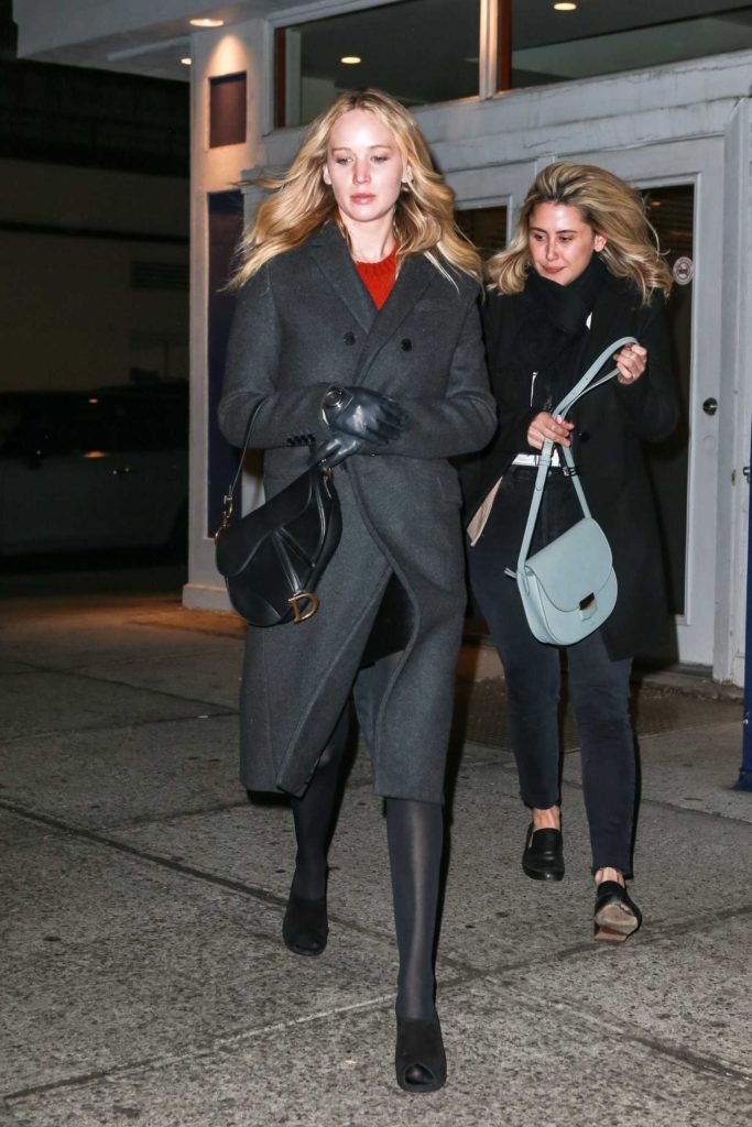 Jennifer Lawrence in a Gray Coat
