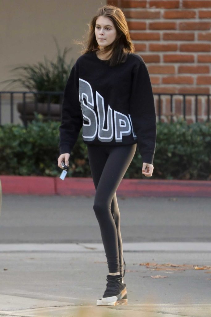 Kaia Gerber in a Black Sweatshirt