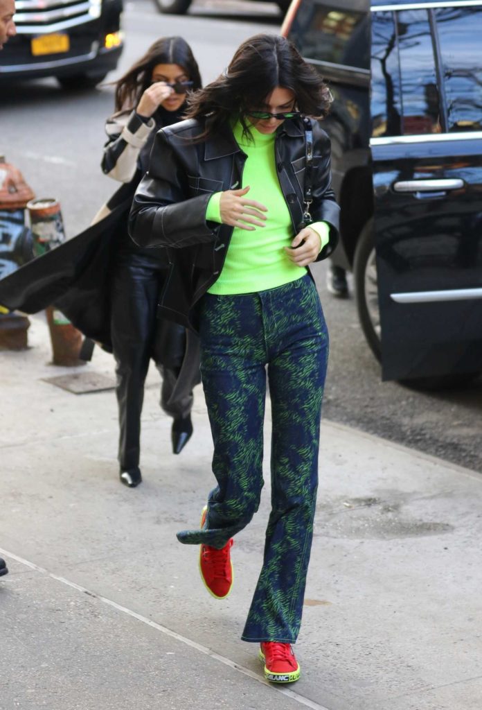 Kendall Jenner in a Neon Green Turtleneck