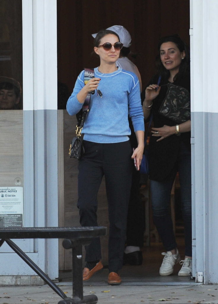 Natalie Portman in a Blue Sweatshirt