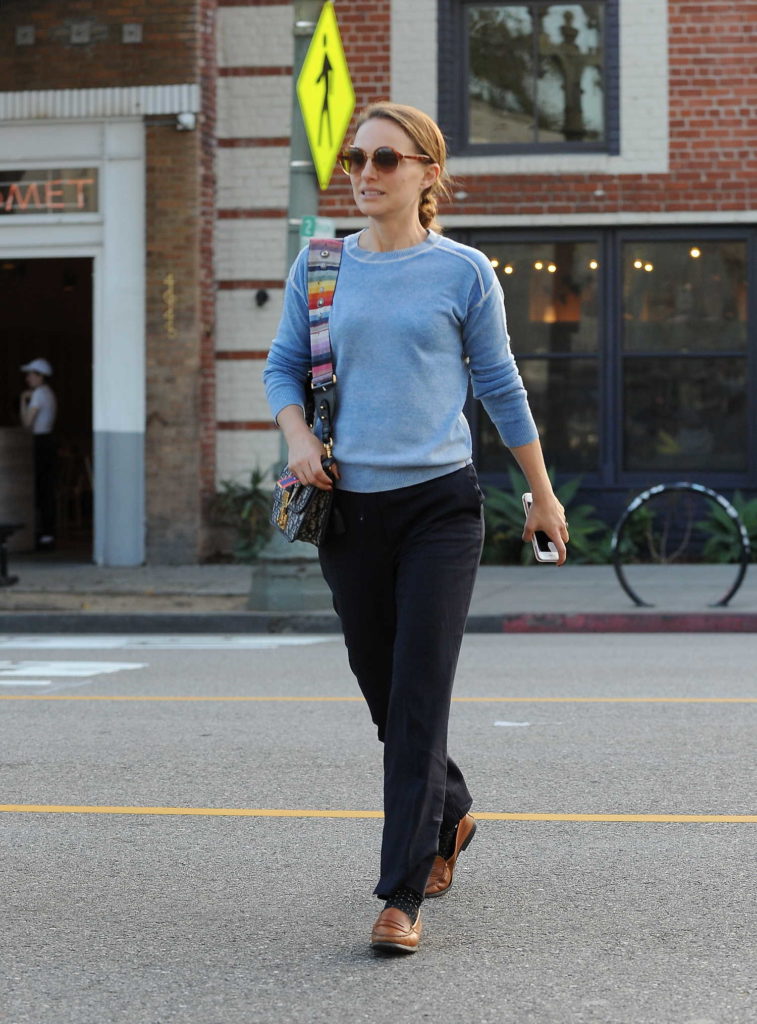 Natalie Portman in a Blue Sweatshirt