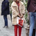 Nathalie Kelley in a Beige Fur Coat Was Spotted Out in Rome