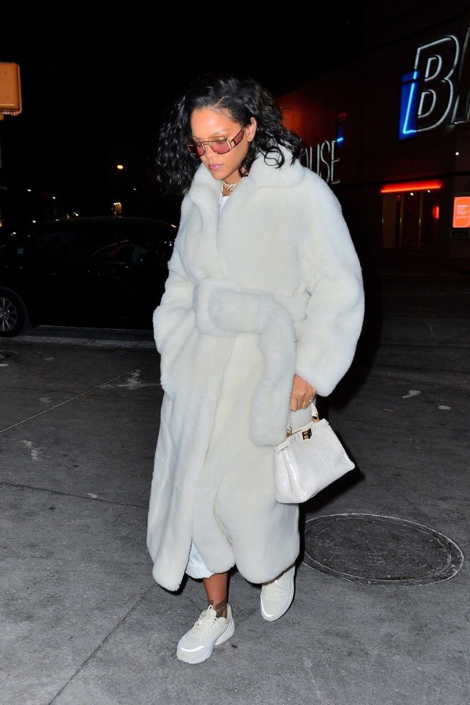 Rihanna in a White Fur Coat