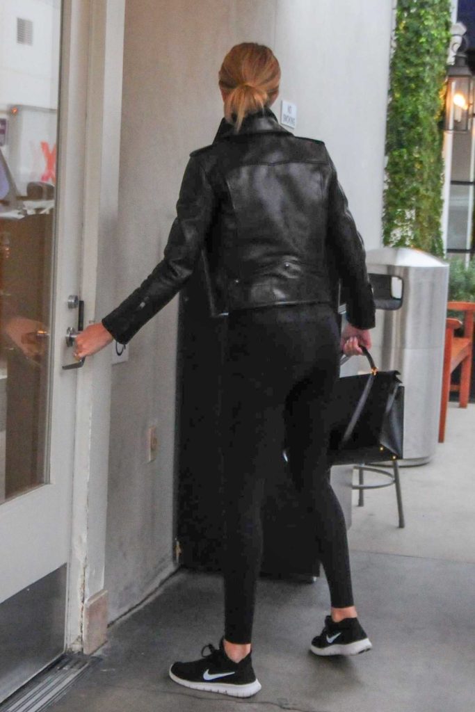 Rosie Huntington-Whiteley in a Black Leather Jacket