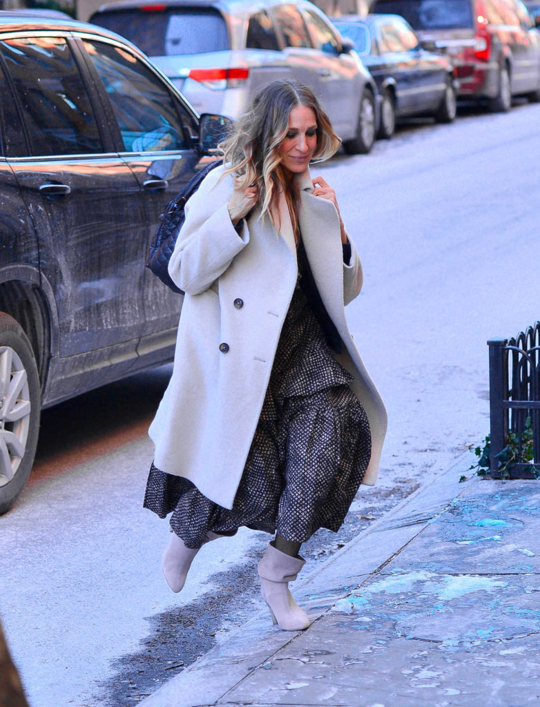 Sarah Jessica Parker in a Gray Coat