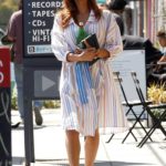 Eva Mendes in a White Striped Dress Was Seen Out in LA